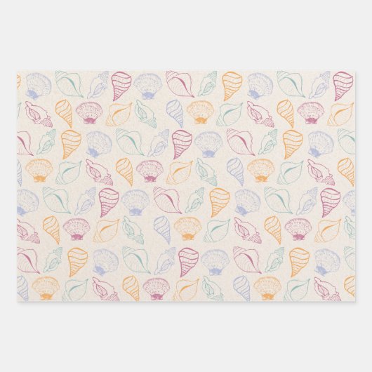 Seashell Pattern Wrapping Paper Geschenkpapier Set (Vorderseite 2)
