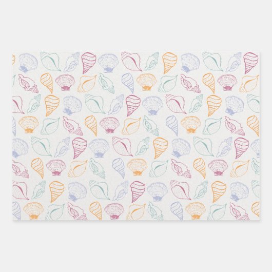 Seashell Pattern Wrapping Paper Geschenkpapier Set (Vorderseite)