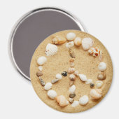Seashell Peace Sign Large Round Magnet (Vorderseite/Rückseite)