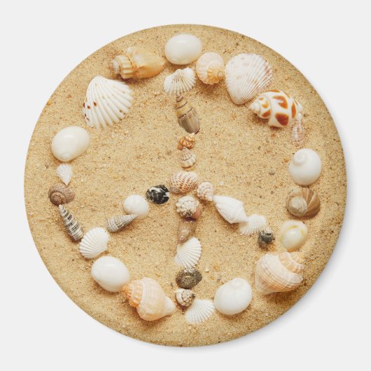 Seashell Peace Sign Large Round Magnet (Vorne)