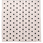 Seashell Peach Whimsical Black Polka Dot Duschvorhang (Vorderseite)