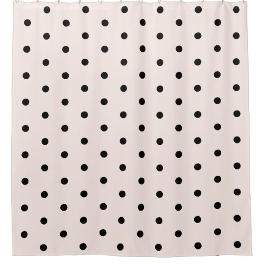 Seashell Peach Whimsical Black Polka Dot Duschvorhang (Vorderseite)