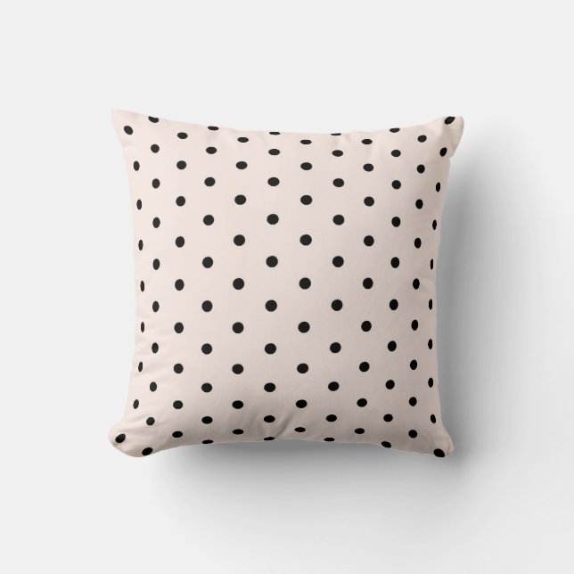 Seashell Peach Whimsical Black Polka Dot Kissen (Vorderseite)