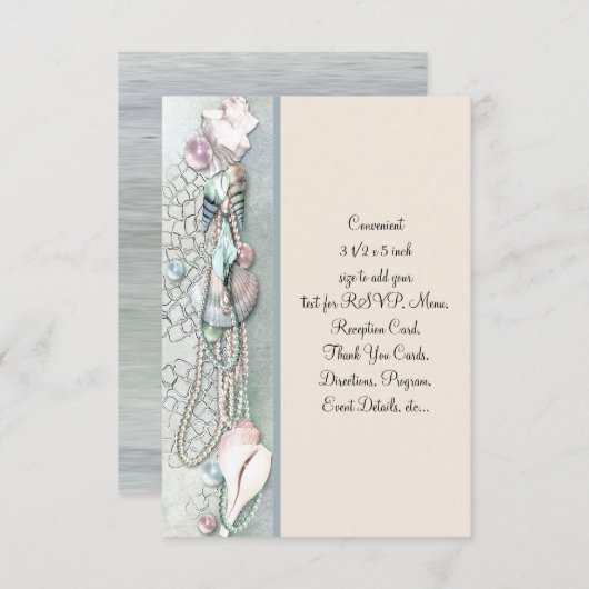 Seashell Pearls Eleganter Strand Hochzeit Einladung (Vorne/Hinten)