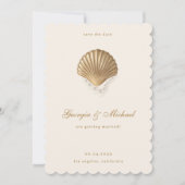 Seashell & Pearls Goldküste Hochzeit Save The Date (Vorderseite)