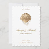 Seashell & Pearls Goldküste Hochzeit Save The Date (Vorderseite)