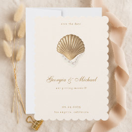 Seashell & Pearls Goldküste Hochzeit Save The Date