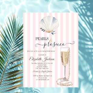 Seashell Pearls & Prosecco Pink gestreift Einladung