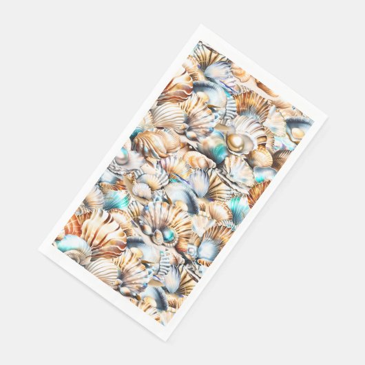 Seashell Perle Diamant Küstensand Collage Serviette (Ecke)