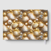 Seashell Perle echtes Goldfolie Strandbild Gästebuch (Rückseite)