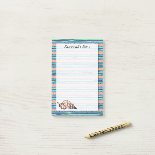 Seashell Personalisiert 4 x 6 Post-it Klebezettel (Auf Schreibtisch)