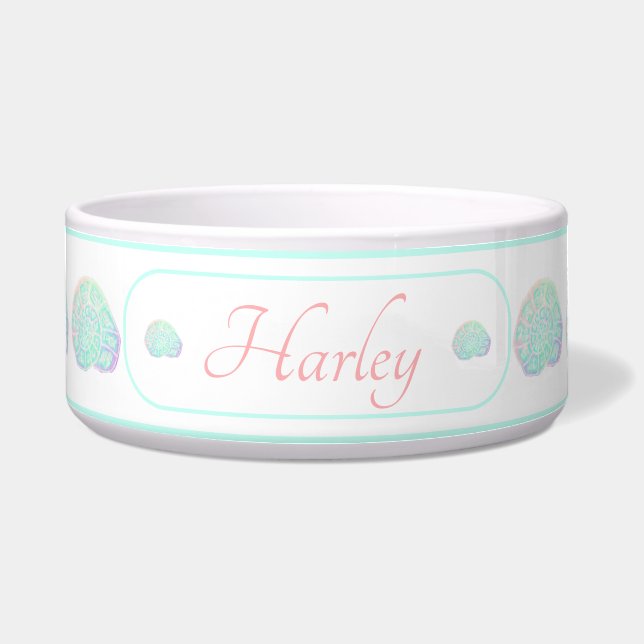 Seashell Personalisiert Pet Bowl Napf (Vorderseite)