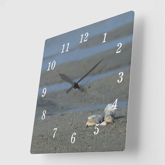 Seashell Pile Wall Clock Quadratische Wanduhr (Winkel)