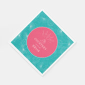 Seashell Pink & Blue Palm Tropical Beach Hochzeit Serviette (Ecke)