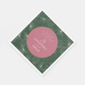 Seashell Pink & Green Palm Tropical Beach Hochzeit Serviette (Ecke)