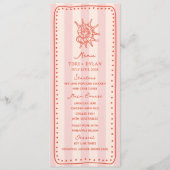 Seashell Pink Stripe Tropical Wedding Menükarte (Vorderseite)