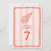 Seashell Pink Stripe Wedding Einladung (Rückseite)