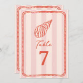 Seashell Pink Stripe Wedding Einladung (Vorne/Hinten)
