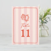 Seashell Pink Stripe Wedding Einladung (Stehend Vorderseite)