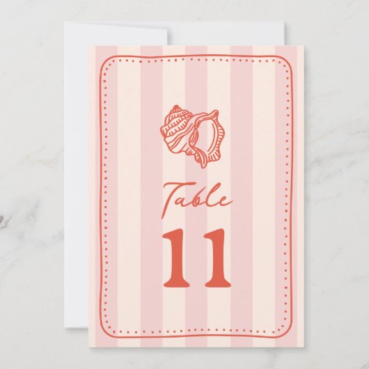 Seashell Pink Stripe Wedding Einladung (Rückseite)