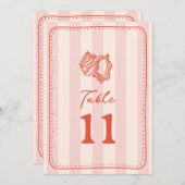 Seashell Pink Stripe Wedding Einladung (Vorne/Hinten)