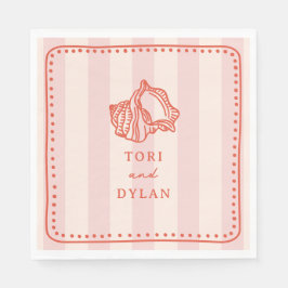 Seashell Pink Striped Tropical Beach Hochzeit Serviette