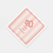 Seashell Pink Striped Tropical Beach Hochzeit Serviette (Ecke)