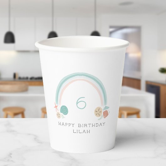 Seashell Rainbow Nautical Birthday Party Pappbecher