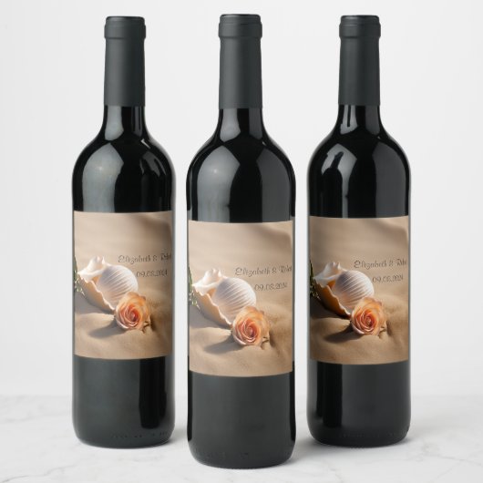Seashell Rose Sand Weinetikett (Flaschen)