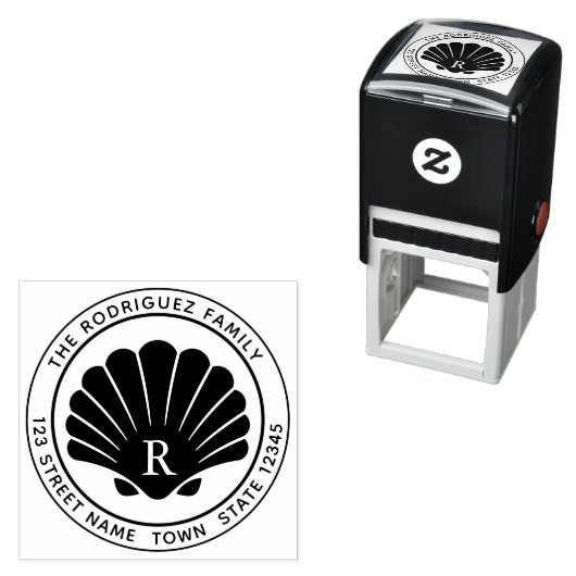 Seashell Round Address Self Inking Kautschuk Brief Permastempel (Beispiel)