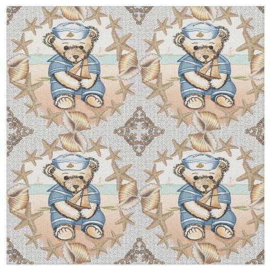 Seashell Sailor Bear Stoff (Nahaufnahme)