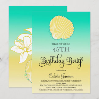 Seashell Sand and Sea Color Ombre Geburtstagsparty Einladung