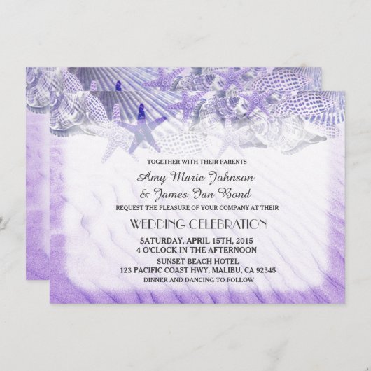 Seashell Sandstrand Hochzeit lädt seashell1 Einladung (Vorne/Hinten)