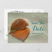 Seashell Save the Date Wedding Post Card Ankündigungspostkarte (Vorne/Hinten)