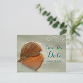 Seashell Save the Date Wedding Post Card Ankündigungspostkarte (Stehend Vorderseite)