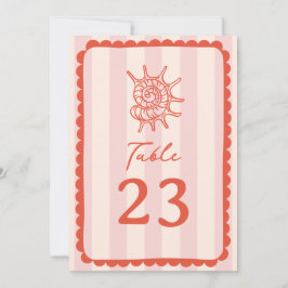 Seashell Scalloped Pink Stripe Hochzeit Einladung