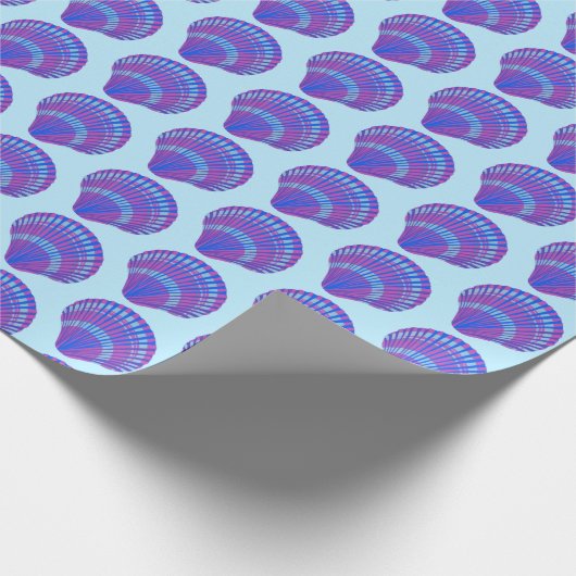 Seashell Scallops Sea Ocean Muster BLue Lila Geschenkpapier (Ecke)