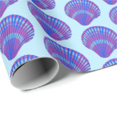 Seashell Scallops Sea Ocean Muster BLue Lila Geschenkpapier (Rolleneckpunkt)