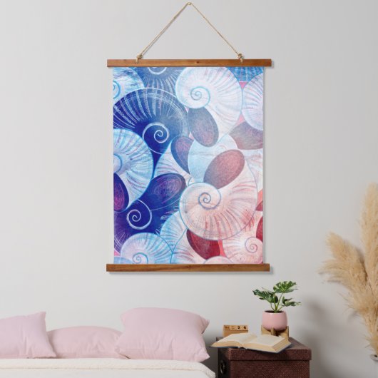 Seashell Scene Pattern Wandteppich Mit Holzrahmen (Schlafzimmer)