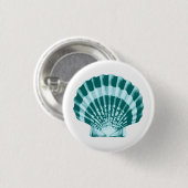 Seashell - Schatten des aquamarinen Blaus Button (Vorne & Hinten)