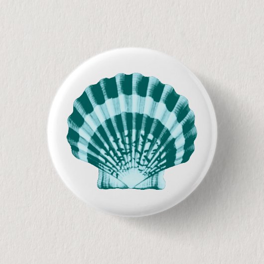 Seashell - Schatten des aquamarinen Blaus Button (Vorderseite)