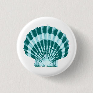 Seashell - Schatten des aquamarinen Blaus Button