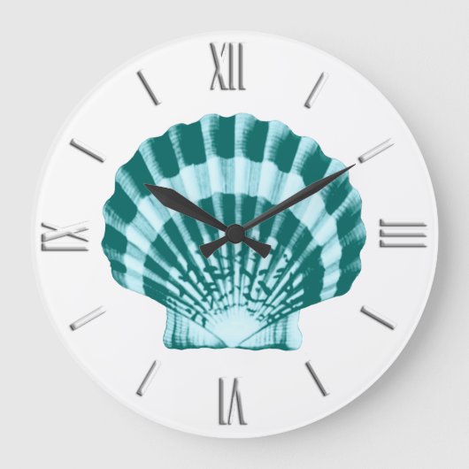 Seashell - Schattierungen in aquamarinem Blau Große Wanduhr (Vorderseite)
