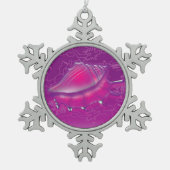 Seashell Schneeflocken Zinn-Ornament (Vorderseite)