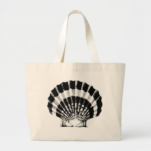 Seashell - schwarz und weiß jumbo stoffbeutel