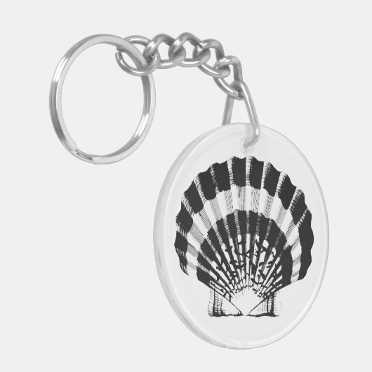 Seashell - Schwarz und Weiß Schlüsselanhänger (Vorderseite links)