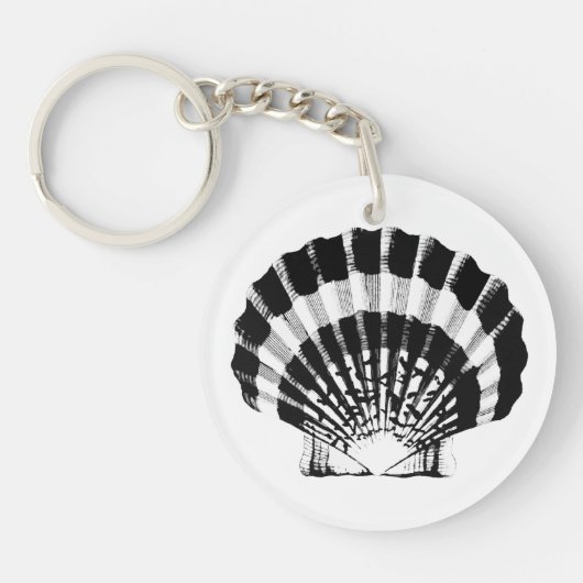 Seashell - Schwarz und Weiß Schlüsselanhänger (Vorderseite)