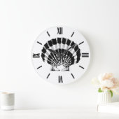 Seashell - Schwarzweiss Große Wanduhr (Zuhause)