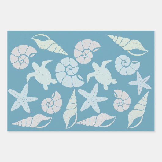Seashell & Sea Turtle Pattern Geschenkpapier Set (Vorderseite 3)