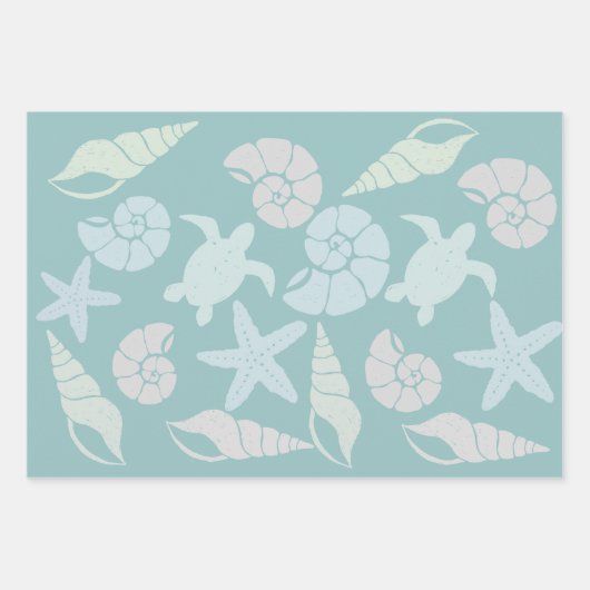 Seashell & Sea Turtle Pattern Geschenkpapier Set (Vorderseite 2)